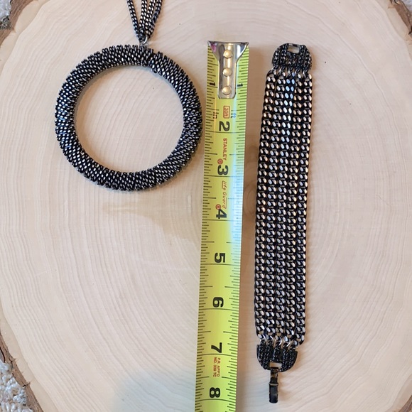 VINTAGE Black & Silver Soft Chain Set. - Picture 5 of 6